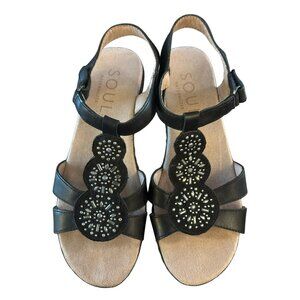 Soul Naturalizer Black Belle Leather Slingback Sandals W/ Rhinestone Details 8M